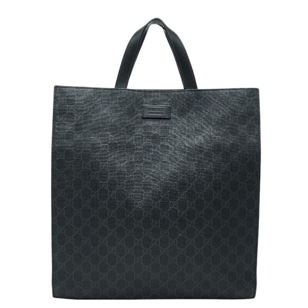 Gucci GG Supreme Tote Bag Handbag Black Leather